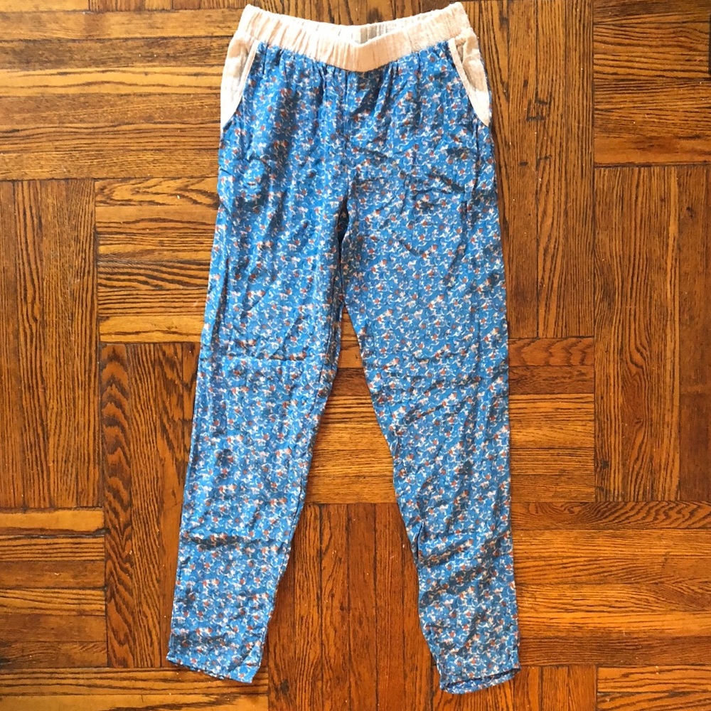 Floral printed silk pants